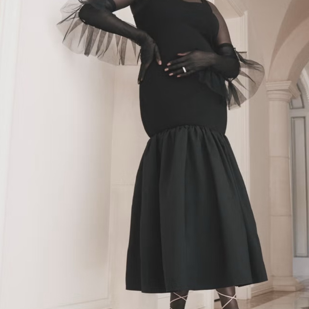 Eloquii Drop Waist Dress With Taffeta Skirt - Picture 2 of 3